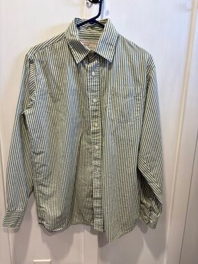 Wrangler Olive and White Striped Button-Down Shirt